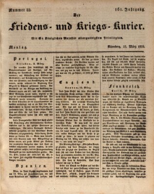 Der Friedens- u. Kriegs-Kurier (Nürnberger Friedens- und Kriegs-Kurier) Montag 23. März 1835