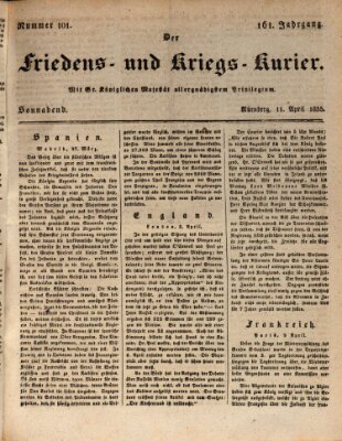 Der Friedens- u. Kriegs-Kurier (Nürnberger Friedens- und Kriegs-Kurier) Samstag 11. April 1835