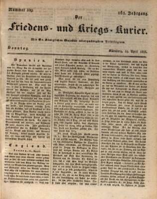 Der Friedens- u. Kriegs-Kurier (Nürnberger Friedens- und Kriegs-Kurier) Sonntag 19. April 1835