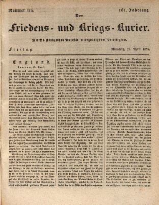 Der Friedens- u. Kriegs-Kurier (Nürnberger Friedens- und Kriegs-Kurier) Freitag 24. April 1835