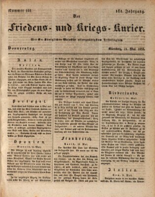 Der Friedens- u. Kriegs-Kurier (Nürnberger Friedens- und Kriegs-Kurier) Donnerstag 21. Mai 1835