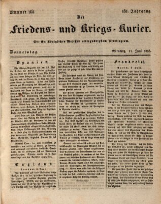 Der Friedens- u. Kriegs-Kurier (Nürnberger Friedens- und Kriegs-Kurier) Donnerstag 11. Juni 1835