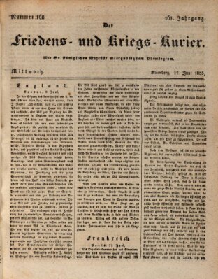 Der Friedens- u. Kriegs-Kurier (Nürnberger Friedens- und Kriegs-Kurier) Mittwoch 17. Juni 1835