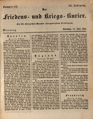 Der Friedens- u. Kriegs-Kurier (Nürnberger Friedens- und Kriegs-Kurier) Dienstag 23. Juni 1835