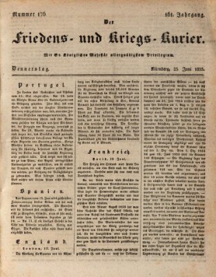 Der Friedens- u. Kriegs-Kurier (Nürnberger Friedens- und Kriegs-Kurier) Donnerstag 25. Juni 1835