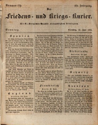 Der Friedens- u. Kriegs-Kurier (Nürnberger Friedens- und Kriegs-Kurier) Sonntag 28. Juni 1835