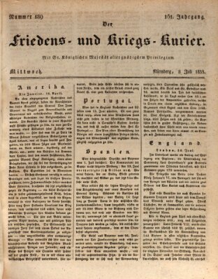 Der Friedens- u. Kriegs-Kurier (Nürnberger Friedens- und Kriegs-Kurier) Mittwoch 8. Juli 1835