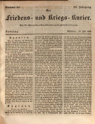 Der Friedens- u. Kriegs-Kurier (Nürnberger Friedens- und Kriegs-Kurier) Sonntag 26. Juli 1835