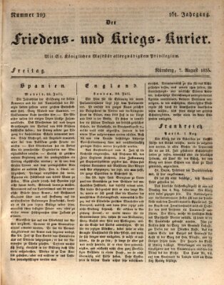 Der Friedens- u. Kriegs-Kurier (Nürnberger Friedens- und Kriegs-Kurier) Freitag 7. August 1835