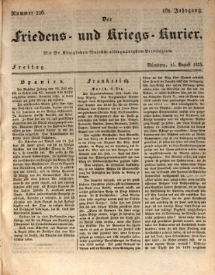 Der Friedens- u. Kriegs-Kurier (Nürnberger Friedens- und Kriegs-Kurier) Freitag 14. August 1835