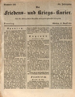 Der Friedens- u. Kriegs-Kurier (Nürnberger Friedens- und Kriegs-Kurier) Sonntag 16. August 1835