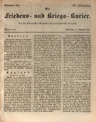 Der Friedens- u. Kriegs-Kurier (Nürnberger Friedens- und Kriegs-Kurier) Montag 17. August 1835