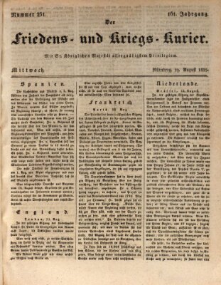 Der Friedens- u. Kriegs-Kurier (Nürnberger Friedens- und Kriegs-Kurier) Mittwoch 19. August 1835