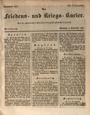 Der Friedens- u. Kriegs-Kurier (Nürnberger Friedens- und Kriegs-Kurier) Mittwoch 2. September 1835