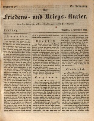 Der Friedens- u. Kriegs-Kurier (Nürnberger Friedens- und Kriegs-Kurier) Freitag 4. September 1835