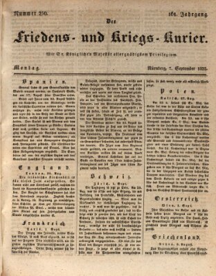 Der Friedens- u. Kriegs-Kurier (Nürnberger Friedens- und Kriegs-Kurier) Montag 7. September 1835