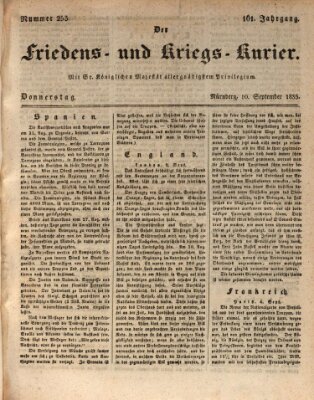 Der Friedens- u. Kriegs-Kurier (Nürnberger Friedens- und Kriegs-Kurier) Donnerstag 10. September 1835