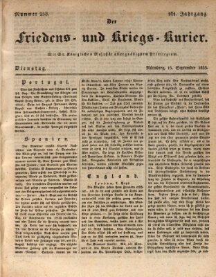 Der Friedens- u. Kriegs-Kurier (Nürnberger Friedens- und Kriegs-Kurier) Dienstag 15. September 1835