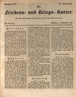 Der Friedens- u. Kriegs-Kurier (Nürnberger Friedens- und Kriegs-Kurier) Sonntag 27. September 1835