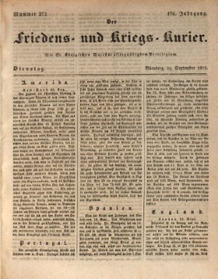 Der Friedens- u. Kriegs-Kurier (Nürnberger Friedens- und Kriegs-Kurier) Dienstag 29. September 1835