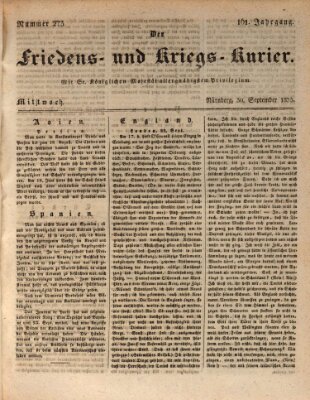 Der Friedens- u. Kriegs-Kurier (Nürnberger Friedens- und Kriegs-Kurier) Mittwoch 30. September 1835