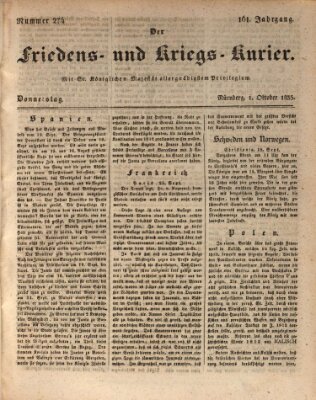 Der Friedens- u. Kriegs-Kurier (Nürnberger Friedens- und Kriegs-Kurier) Donnerstag 1. Oktober 1835