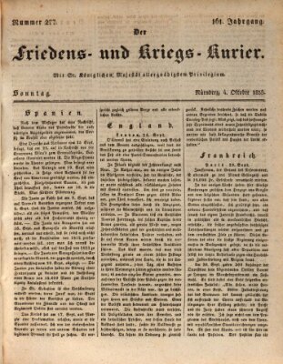 Der Friedens- u. Kriegs-Kurier (Nürnberger Friedens- und Kriegs-Kurier) Sonntag 4. Oktober 1835