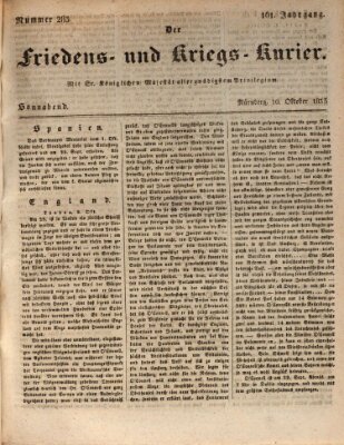 Der Friedens- u. Kriegs-Kurier (Nürnberger Friedens- und Kriegs-Kurier) Samstag 10. Oktober 1835