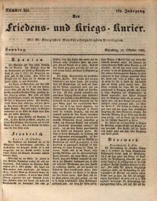 Der Friedens- u. Kriegs-Kurier (Nürnberger Friedens- und Kriegs-Kurier) Sonntag 18. Oktober 1835