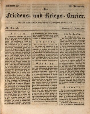 Der Friedens- u. Kriegs-Kurier (Nürnberger Friedens- und Kriegs-Kurier) Mittwoch 21. Oktober 1835