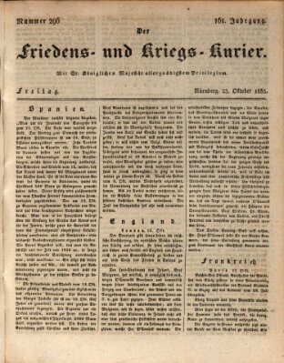 Der Friedens- u. Kriegs-Kurier (Nürnberger Friedens- und Kriegs-Kurier) Freitag 23. Oktober 1835