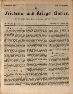 Der Friedens- u. Kriegs-Kurier (Nürnberger Friedens- und Kriegs-Kurier) Freitag 30. Oktober 1835