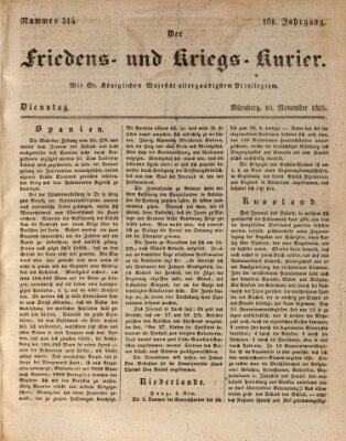 Der Friedens- u. Kriegs-Kurier (Nürnberger Friedens- und Kriegs-Kurier) Dienstag 10. November 1835