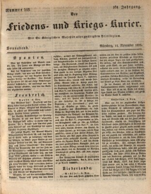 Der Friedens- u. Kriegs-Kurier (Nürnberger Friedens- und Kriegs-Kurier) Samstag 14. November 1835