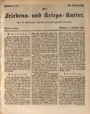 Der Friedens- u. Kriegs-Kurier (Nürnberger Friedens- und Kriegs-Kurier) Donnerstag 19. November 1835