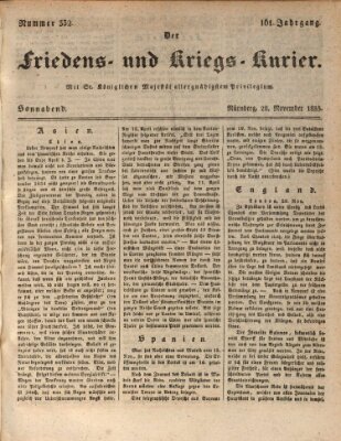 Der Friedens- u. Kriegs-Kurier (Nürnberger Friedens- und Kriegs-Kurier) Samstag 28. November 1835