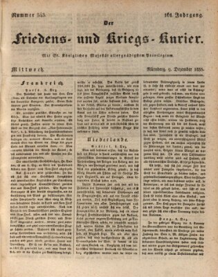 Der Friedens- u. Kriegs-Kurier (Nürnberger Friedens- und Kriegs-Kurier) Mittwoch 9. Dezember 1835