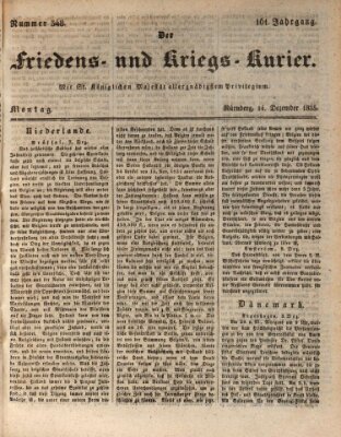 Der Friedens- u. Kriegs-Kurier (Nürnberger Friedens- und Kriegs-Kurier) Montag 14. Dezember 1835