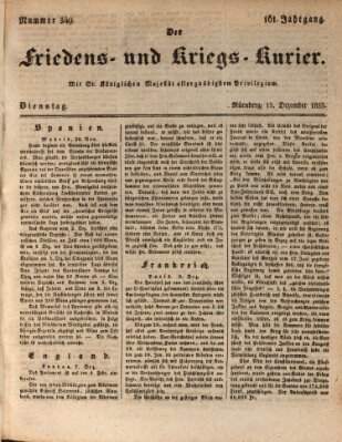 Der Friedens- u. Kriegs-Kurier (Nürnberger Friedens- und Kriegs-Kurier) Dienstag 15. Dezember 1835