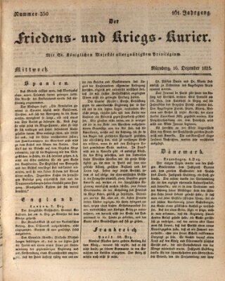 Der Friedens- u. Kriegs-Kurier (Nürnberger Friedens- und Kriegs-Kurier) Mittwoch 16. Dezember 1835