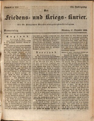 Der Friedens- u. Kriegs-Kurier (Nürnberger Friedens- und Kriegs-Kurier) Donnerstag 17. Dezember 1835