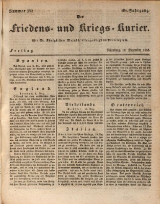 Der Friedens- u. Kriegs-Kurier (Nürnberger Friedens- und Kriegs-Kurier) Freitag 18. Dezember 1835