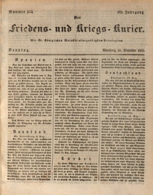 Der Friedens- u. Kriegs-Kurier (Nürnberger Friedens- und Kriegs-Kurier) Sonntag 20. Dezember 1835