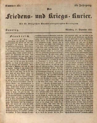 Der Friedens- u. Kriegs-Kurier (Nürnberger Friedens- und Kriegs-Kurier) Sonntag 27. Dezember 1835