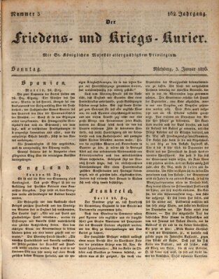 Der Friedens- u. Kriegs-Kurier (Nürnberger Friedens- und Kriegs-Kurier) Sonntag 3. Januar 1836