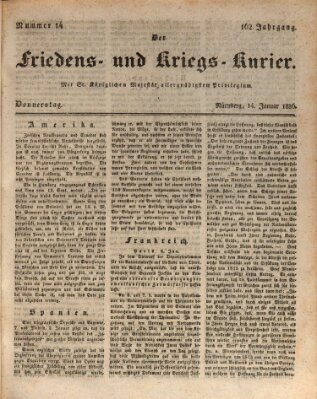 Der Friedens- u. Kriegs-Kurier (Nürnberger Friedens- und Kriegs-Kurier) Donnerstag 14. Januar 1836