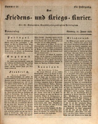 Der Friedens- u. Kriegs-Kurier (Nürnberger Friedens- und Kriegs-Kurier) Donnerstag 21. Januar 1836