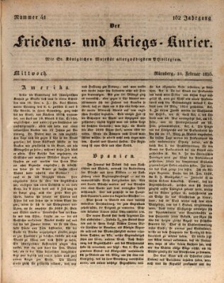 Der Friedens- u. Kriegs-Kurier (Nürnberger Friedens- und Kriegs-Kurier) Mittwoch 10. Februar 1836