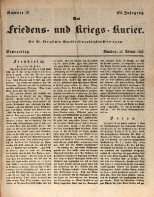 Der Friedens- u. Kriegs-Kurier (Nürnberger Friedens- und Kriegs-Kurier) Donnerstag 25. Februar 1836