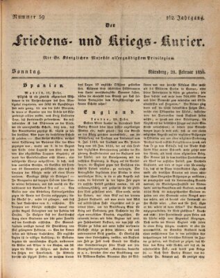 Der Friedens- u. Kriegs-Kurier (Nürnberger Friedens- und Kriegs-Kurier) Sonntag 28. Februar 1836